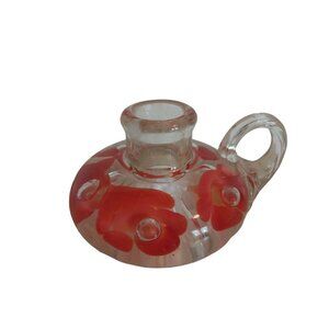 Joe St Clair Blown Art Glass Taper Candle Holder Finger Lamp Paperweight Bubbles